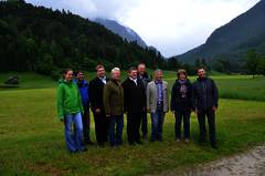 v. l. n. r. Andrea Wachendorf (Sennerin der Mossenalm), Peter Zimmermann (Landwirt), Anton Kraitmair, Ludwig Freiherr v. Lerchenfeld, Michael Brckner, Volker Bauer, Dr. Otto Hnnerkopf, Tanja Schorer-Dremel, Dr. Peter Loreth (Leiter Biosphrenregion BGL)